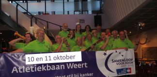 De crew achter de SamenLoop voor Hoop in Weert geeft alvast het goede voorbeeld door veel lawaai te maken.